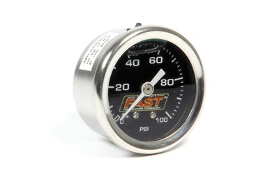 Fuel Pressure Gauge 0-100 PSI Mechanical Analog Black Face FAST Electronics