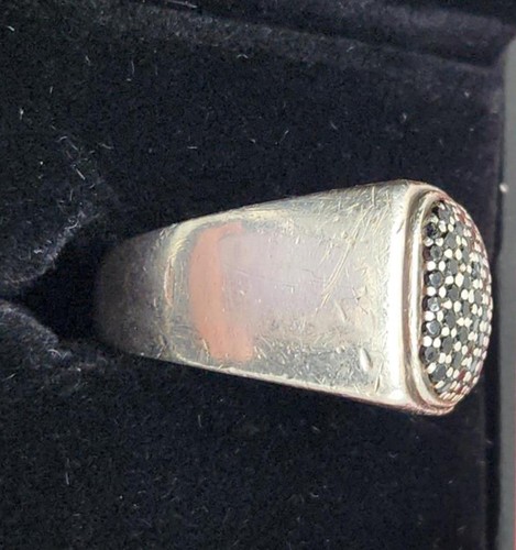 David Yurman black diamond pave and sterling silver signet ring mens 10.5 - Picture 4 of 5