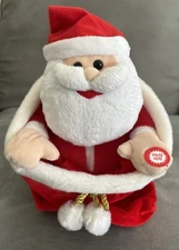 PEEK A BOO SANTA In Toy Sack Bag Christmas Animated Talking Giggles 9”