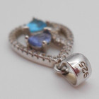 Sterling Silver Pendant 1" Birth Mother Stone Aquamarine Amethyst 1.9g Drop 925 — photo 5