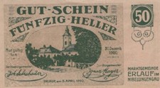 50 HELLER 1920 City of ERLAUF IM NIBELUNGENGAU Lower AUSTRIA #PE944.U