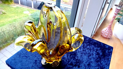 Glas Schale / Korb - BÖHMEN CHRIBSKA - dekoratives Design - 19 x 16 cm
