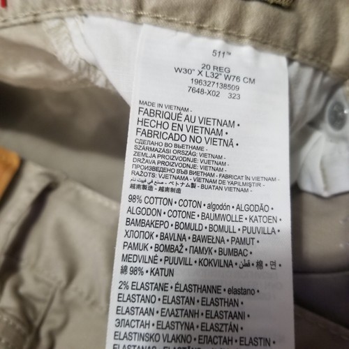 Levis 511 Khakis Slim Hip To Ankle Stretch Size 20Reg 30X32 New - Picture 13 of 15