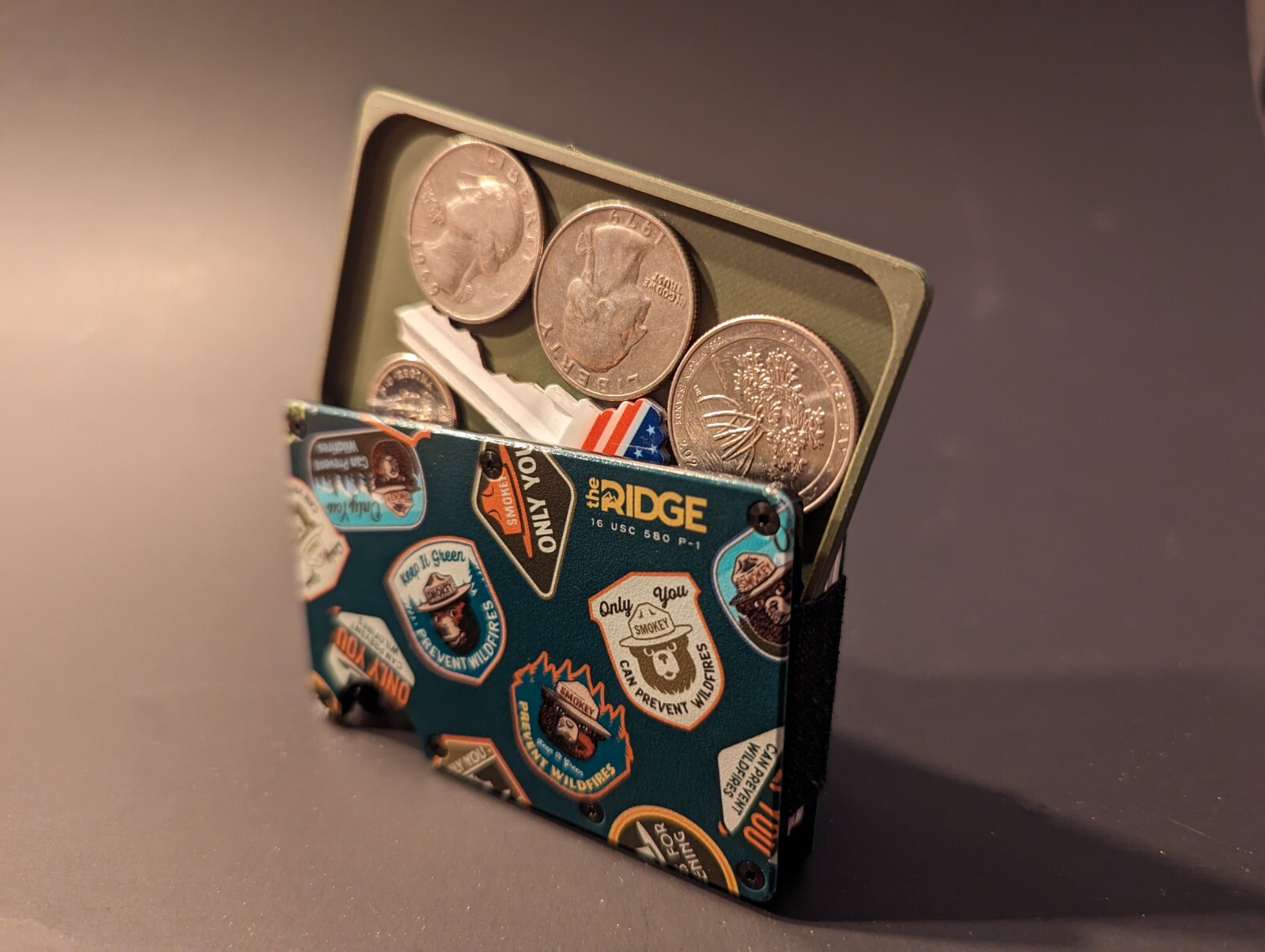 Slim Wallet Tray for Ridge Wallets with Removable Coin & Key Holder and Sock Storage  -image