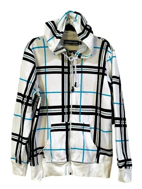 Hoodie Buddie Mens Earbud Jacket Size Large White Black Turquoise HB3  Technology | eBay