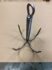8 Inch dia 4 Prong Welded 3/8” Stainless Twisted Bridge Gaff With Eye For Rope