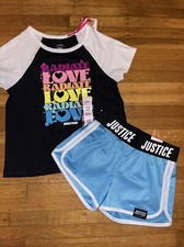 Girls Lot Of 2 Justice Shirt Shorts Size:10 NEW/NWT