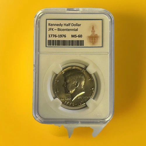 1976 / BICENTENNIAL - KENNEDY HALF DOLLAR [KEEPSAKE SLAB] (C/N CLAD) BU/MS