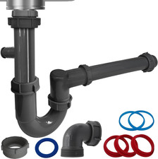 1-1/2" Sink Drain Trap Plumbing Kit for Kitchen, J-Bend for P-Trap Replacement,