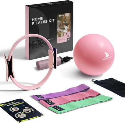 Home Pilates Kit - 13.8'' Pilates Ring with Padded Handles, Mini Ball, 3 Resistan