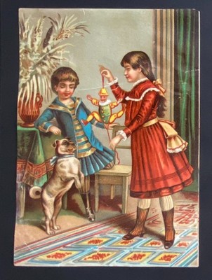 CHROMOS XIX Century Format 13 cm /18 cm ''Le Fillette Et Le Pantin'' Print