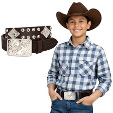 Kids Cowboy Belt - Genuine Leather Western Belt For Boy