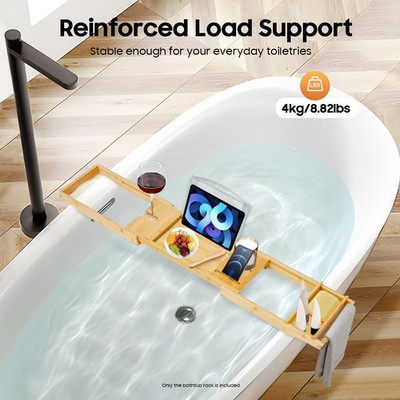 Bamboo Bath Tray Table Bathtub Caddy Tray Over the Tub Shelf Bath Holder Desk