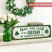 2D Vintage Irish Luck Metal Wall Sign Rustic Shamrock Hanging Irish Decor Gifts