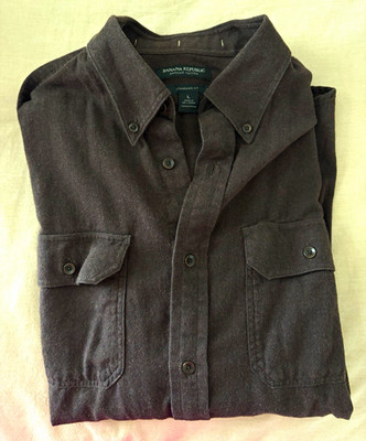 Banana Republic Standard Fit Brown Solid Long Sleeve Button-Down Shirt L