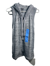active life womens gray heather sleeveless zip up hooded vest size large