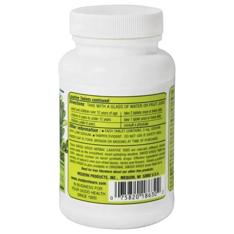 Swiss Kriss Herbal Laxative Tabs 250 Count Pack of 3 Triple Value Pack - Image 3 of 4