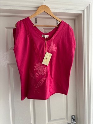 Ladies Size 18/20 Dark Pink Top BNWT Celaia Patterned Cotton Blend NEW Stylish