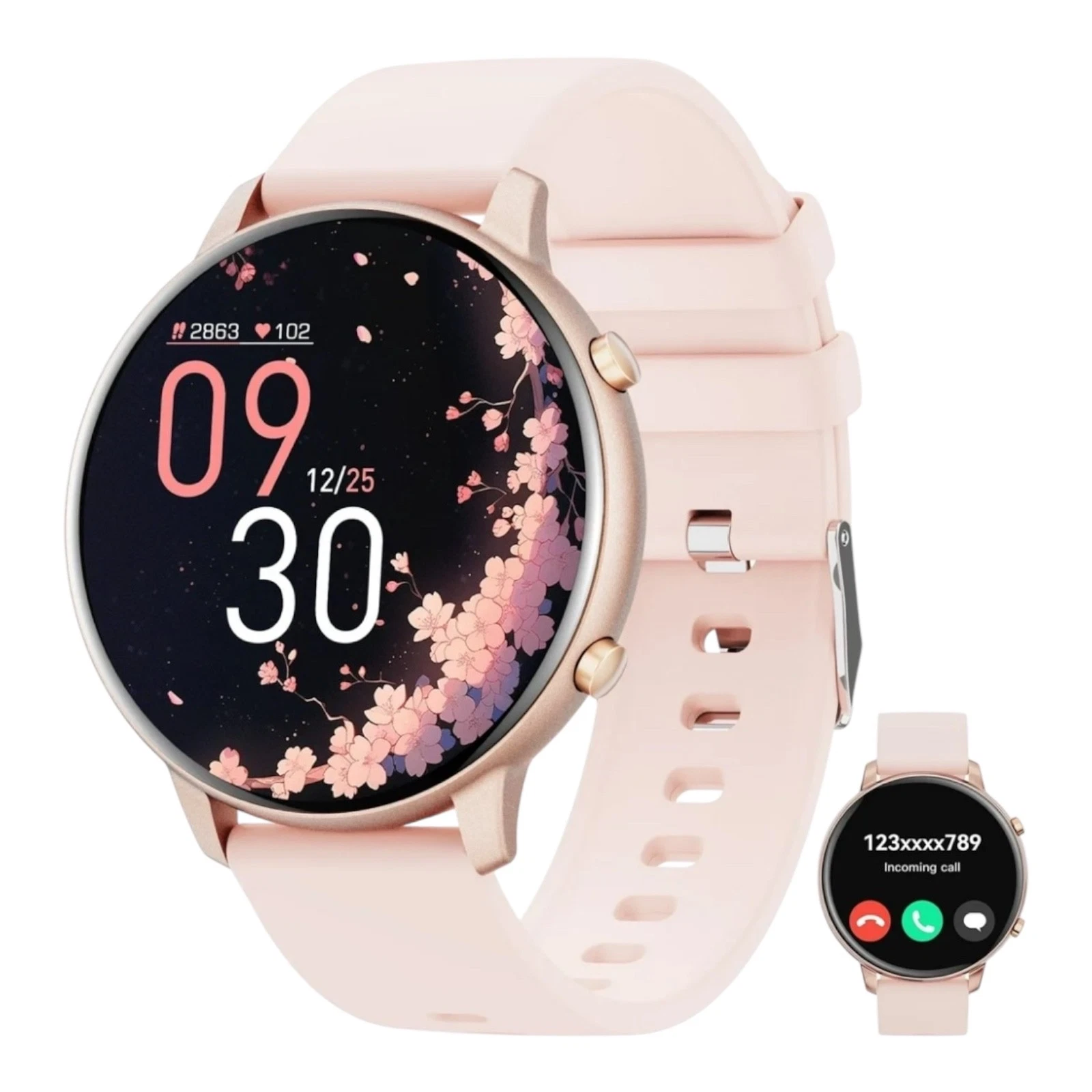 Women’s Smartwatch Pink – Call/Text, Fitness Tracker, 100+ Sports