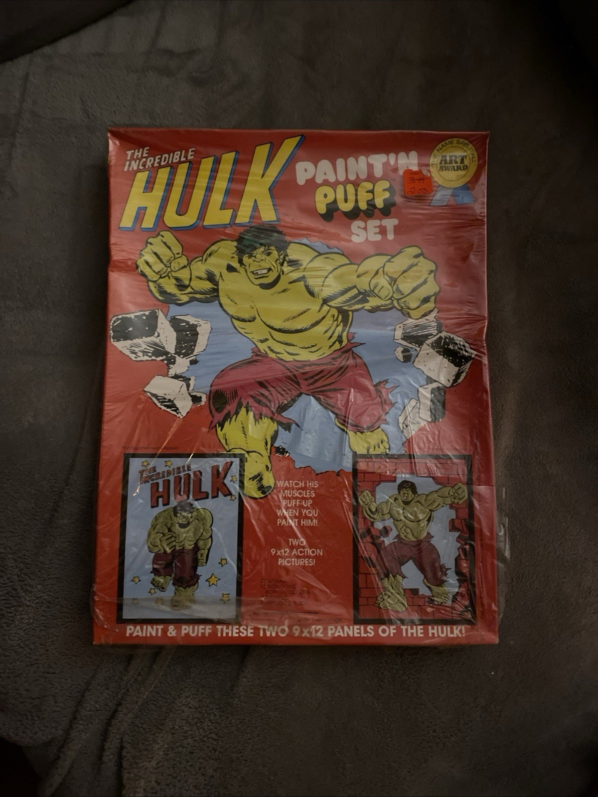 Juego de pintura y soplo Incredible Hulk 1976 raro difícil de encontrar nuevo en caja sellado cómics de Marvel