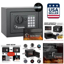 Sleek Black Electronic Safe Box with Fireproof Money Bag - Secure Your Valuables