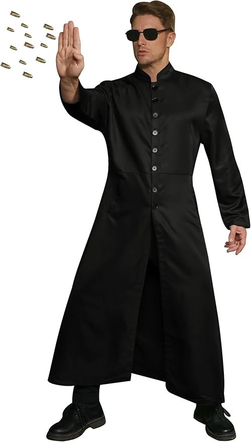 Para hombres The Matrix Neo Disfraz Cosplay Gabardina Vestido Elegante Conjunto Gafas de sol
