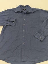 Calvin Klein CK Men  s Blue Button Front Dress Shirt Size L 16.5 32/33