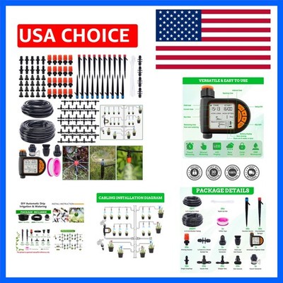 Automatic Drip Irrigation System Kit - 226FT with LCD Timer, 3 Sprayer Types ...