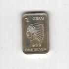 UNITED STATES NATIVE AMERICAN INDIAN HEAD BULLION BAR 1 GRAM .999 FINE SILVER