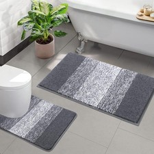 Enyhom Soft Bathroom Mat Sets 2 Piece Water Absorbent Bath Mats and Toilet Ma...