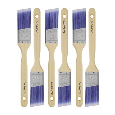 6 Pack 1.5 Inch Angle Paint Brushes Set for Walls Stain Oil Paint Interior Use 