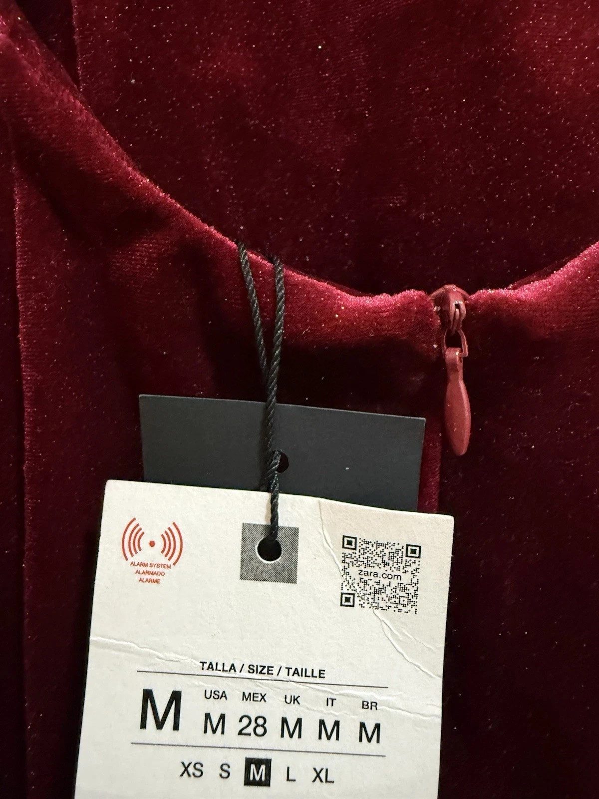Zara Burgundy Velvet Midi Dress Size M Ref 9934/854/605 RRP £39.99 thumbnail 14