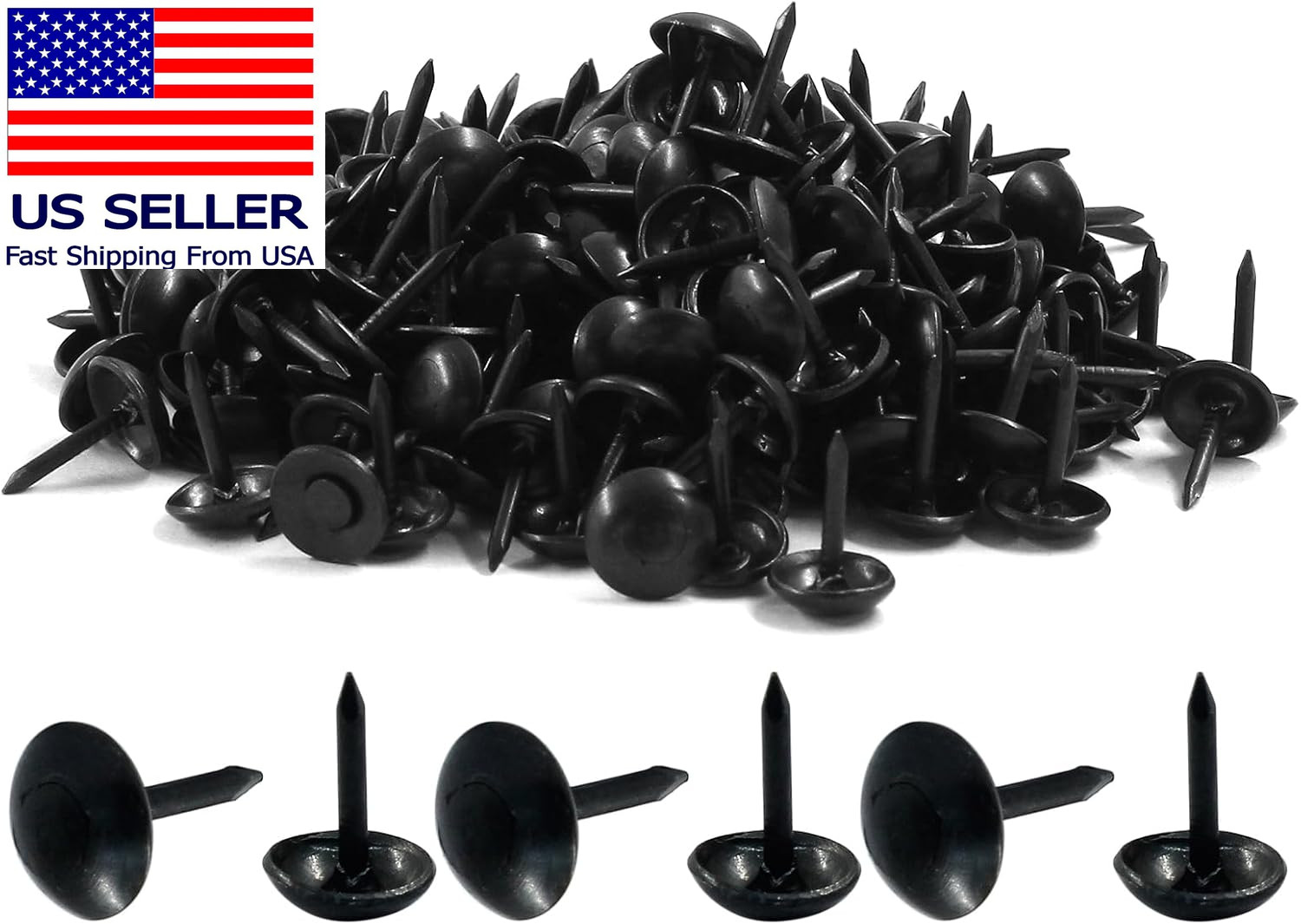 200 Pcs Black Upholstery Tacks Antique Metal Thumb Tacks round Head Upholstery P