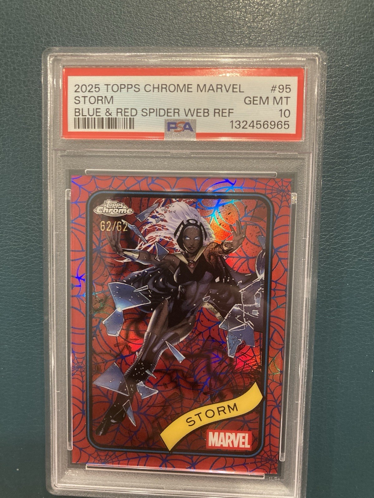 2025 topps chrome marvel Storm red web 62/62…PSA 10!!! view 3