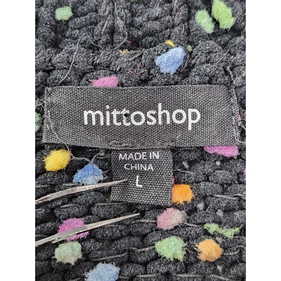 Suéter tejido abierto confeti arco iris deshilachado MITTOSHOP Don’t Be A-Frayed talla L negro Foto 4 de 4