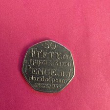 GB Fifty Pence Coin 50p coin 2005 Samuel Johnson Dictionary 1755 Circulated