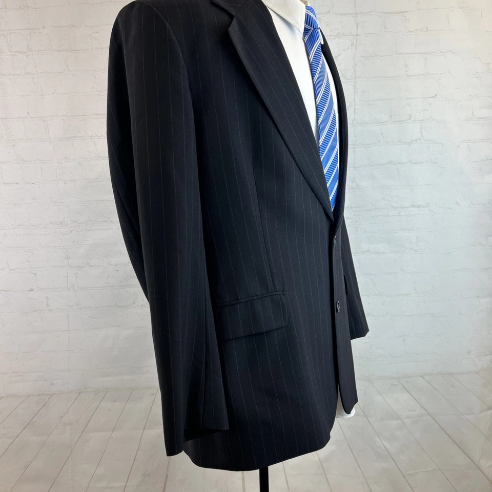 Brooks Brothers Men's Vintage Black Striped Two Button Wool Suit 43R 37X30 - Image 2 of 4