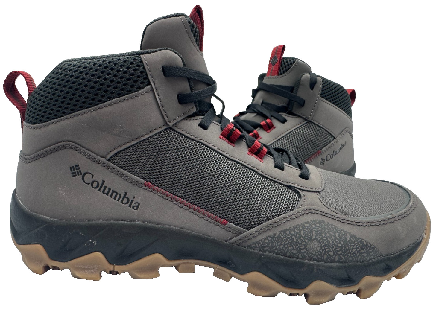 's Flow Centre Lace Up Hiking Boots Dark Gray/red Size:8 206
