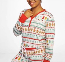 Little Sleepies XXL Pajama Top Fair Isle Christmas Gingerbread Women  s Bamboo