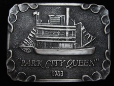 QC05120 VINTAGE 1983 PARK CITY QUEEN RIVERBOAT COMMEMORATIVE BELT BUCKLE