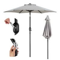 VonHaus Parasol Umbrella 2M Garden Parasol with Crank & Tilt Function, Grey
