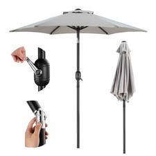 VonHaus Parasol Umbrella 2M Garden Parasol with Crank & Tilt Function, Grey