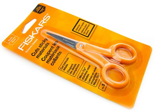 Tijeras de micropunta FIskars No.5 hojas antiadherentes de acero inoxidable mango naranja - Imagen 2 de 2