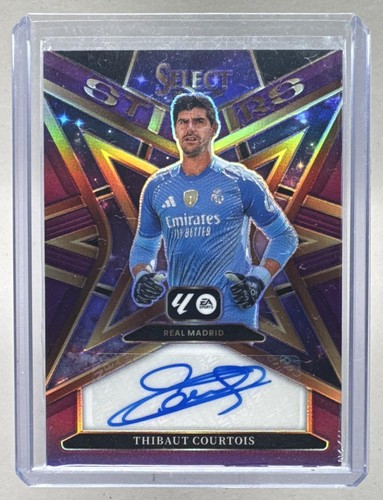 Thibaut Courtois 2025 Panini Select La Liga #1 Purple Prizm Stars Signatures /25