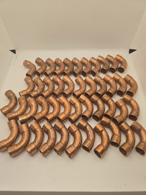 Box of 45 Nibco 5/8''(3/4OD) 90° Elbow Long Radius Wrot Copper Pressure Fittings