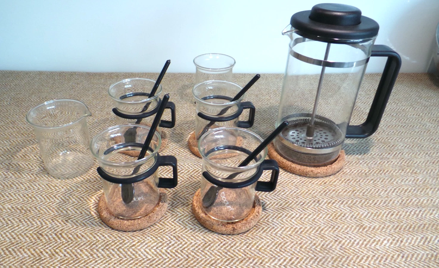 Bodum French Press ~ Cafetiere Coffee Bistro Set With Mats & spoons ~ VGC