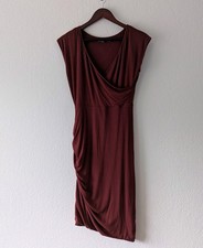 PrAna Women's Shayla Dress In Raisin Cap Sleeve Ruched Side Faux Wrap Size S