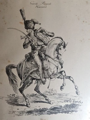 Carle Vernet - Garde Royale Hussard - Gravure ancienne signée - Scène militaire - Photo 1/4