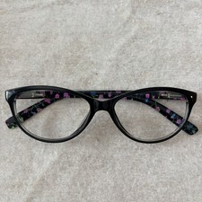 Lulu Guinness LR54 Womens Eyeglasses Black Flowers 53-15-145 Frames Only