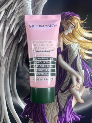 Mudmasky PEARL POLISH Superglow Pink Clay Mask-To-Scrub 15ml/0.5floz Travel Size